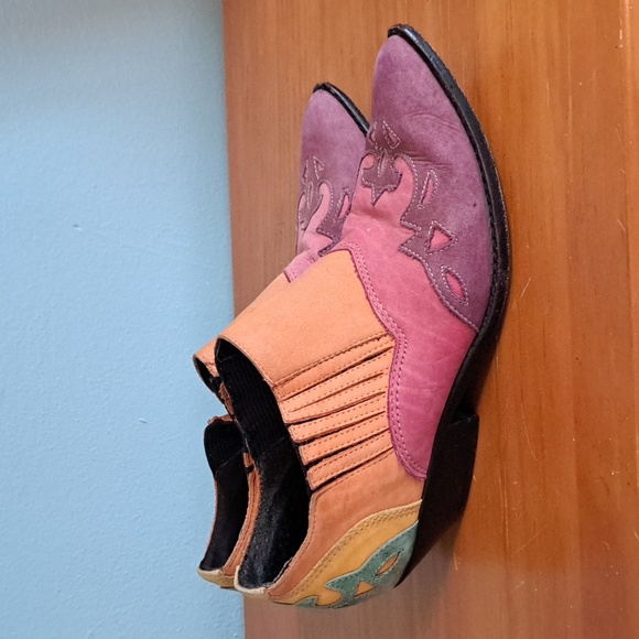 Circle S Brand Western Suede Shoes Colorful Size 7.5M - Picture 5 of 7